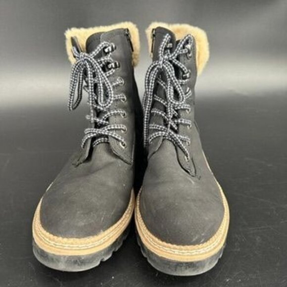 Steve Madden Alaska Faux Fur Black Leather Combat Women Boots Size 9 - Picture 6 of 8